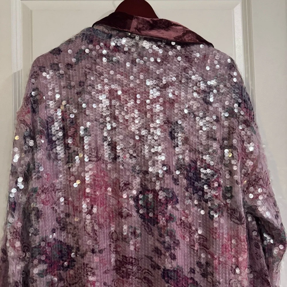 Free People Kealey Kimono Sequin in Pink Combo